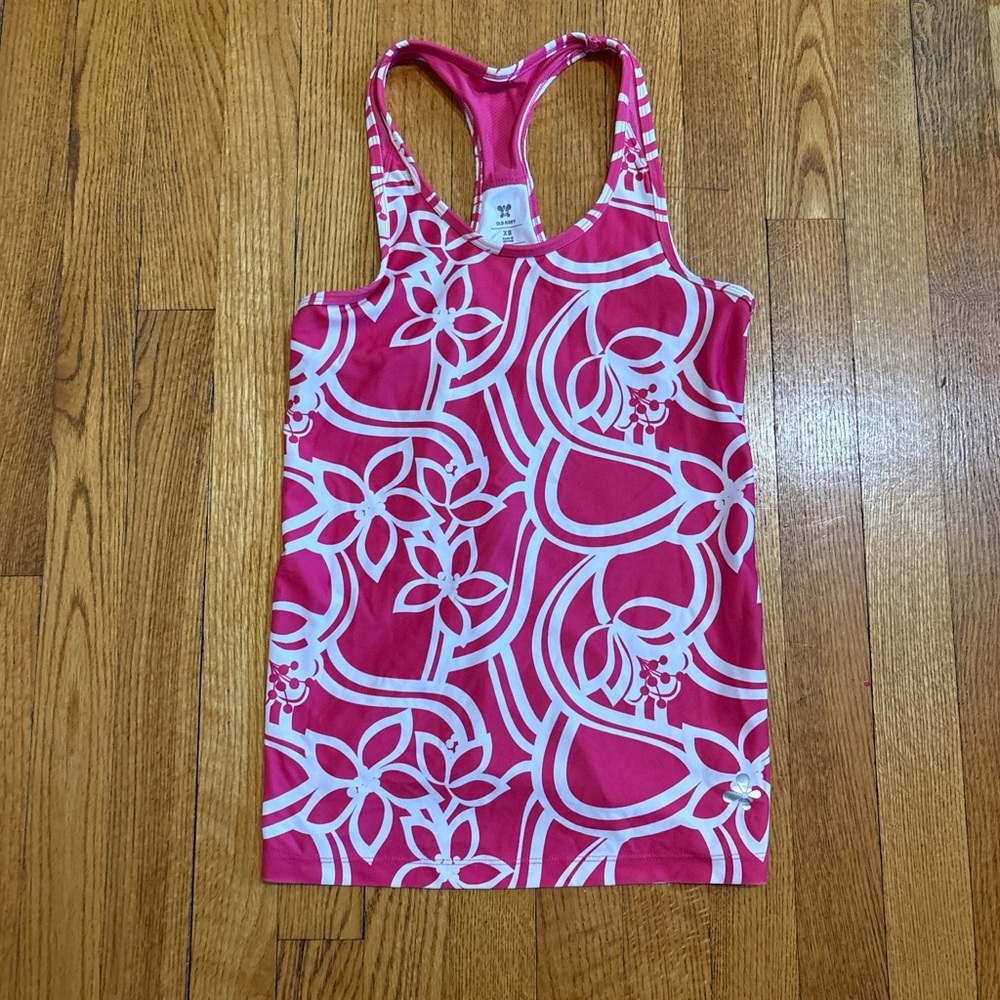 Old Navy Pink and White Floral Athletic Tank Top